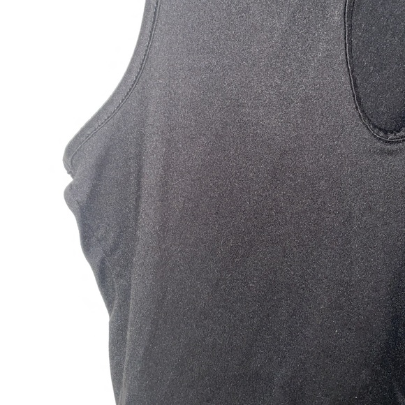 Black Sleeveless Shirt with Plunge Slit and Mockneck - Picture 3 of 5